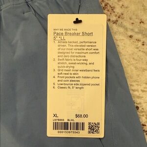 lululemon athletica Blue Pace Breaker Shorts